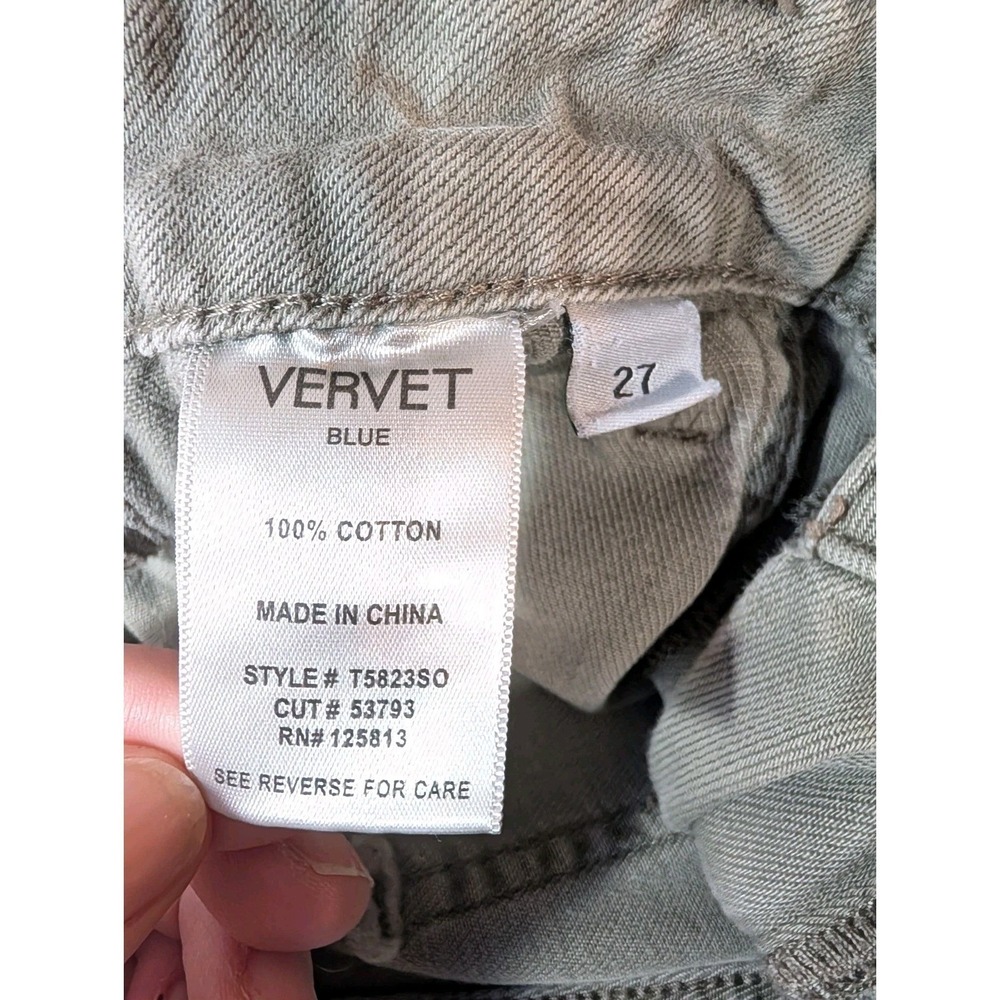 Vervet Blue Womens Green Wide Leg Cargo Pants Size 27 High Rise Cotton Utility - Picture 6 of 8